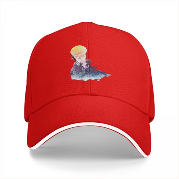 Black Baseball Cap With Watercolor Moon And Silhouette Art Print