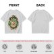 Olive green t-shirt with playful vegetable soup graphic print