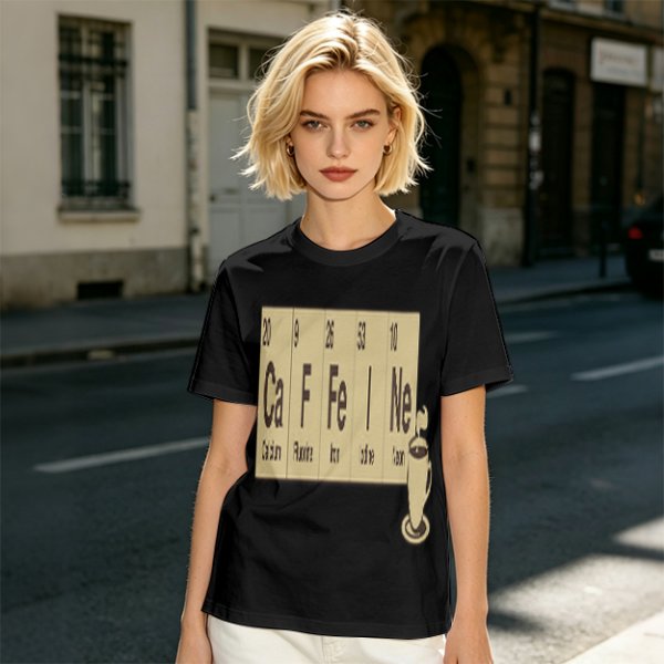 Olive Green T-Shirt With Periodic Table Caffeine Graphic