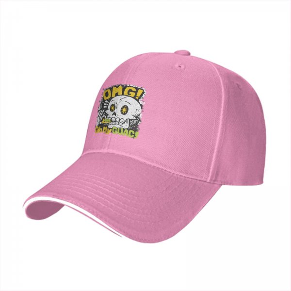 Black baseball cap with OMG Oh My Guac! sugar skull graphic