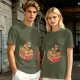 Olive T-shirt with Chibi Anime Characters in Takeout Box