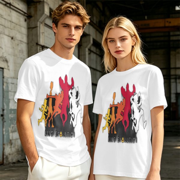 Olive Graphic T-Shirt with King Evolution Character Silhouettes