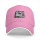 Black baseball cap with flexing woman and man face graphic