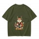 Olive T-Shirt Featuring a Cute Cat Sushi Chef Illustration