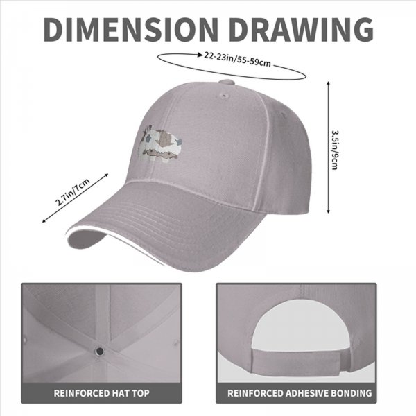 Black baseball cap with cute Appa from Avatar: The Last Airbender print