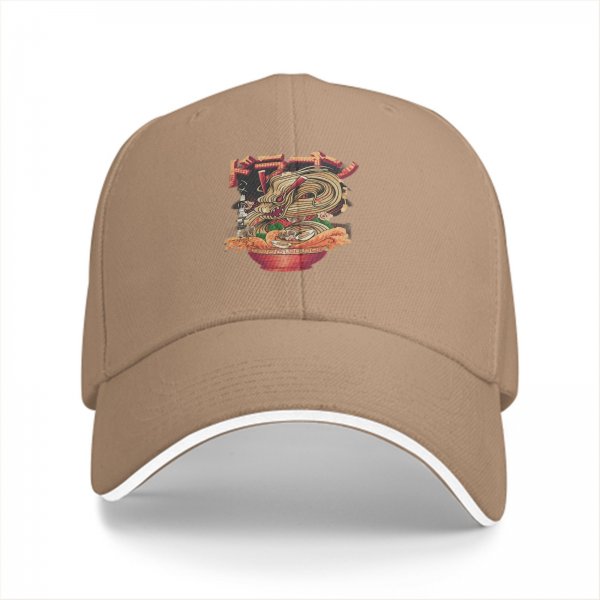 Black Baseball Cap with Ramen Dragon Japanese Art Print