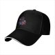 Black baseball cap with anime silhouette and star graphic design