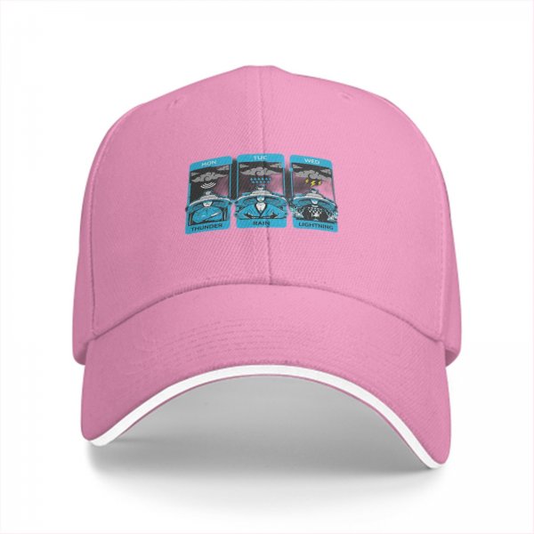 Black Baseball Cap With Thunder Rain Lightning Tarot Card Style Print
