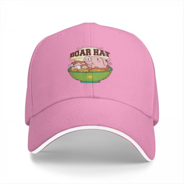 Black Baseball Cap With Boar Hat Ramen Pig Graphic