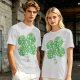 Olive Green T-Shirt With St. Patrick's Day Four-Leaf Clover Art