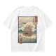 Olive t-shirt with ukiyo-e style Howl's Moving Castle print