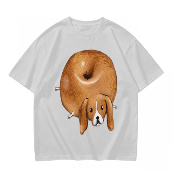 Olive Green T-Shirt With Donut Shaped Beagle Print