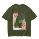 Olive T-Shirt with Totoro Cherry Blossom Stamp Art Print