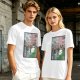 Olive T-shirt with Totoro cherry blossom Japanese woodblock print