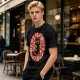 Olive T-Shirt With Cute Black Cat Holding Candy Surrounded By Sweets