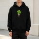 Black hoodie with cute ladybug holding four-leaf clover graphic