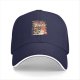 Black baseball cap with retro anime motorcycle graphic print