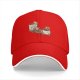 Black baseball cap with playful anthropomorphic coffee cups graphic