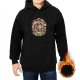 Black hoodie with chibi fantasy character and floral mushroom artwork