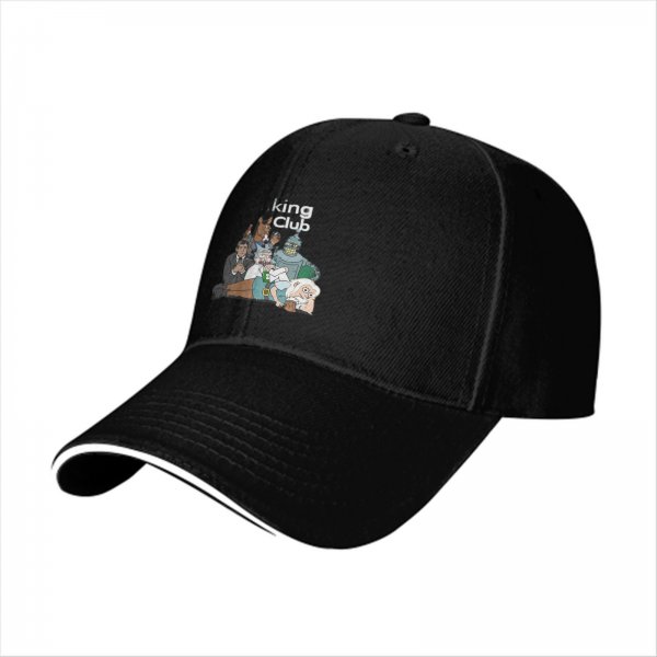 Black Baseball Cap With 'King Club' Cartoon Character Print