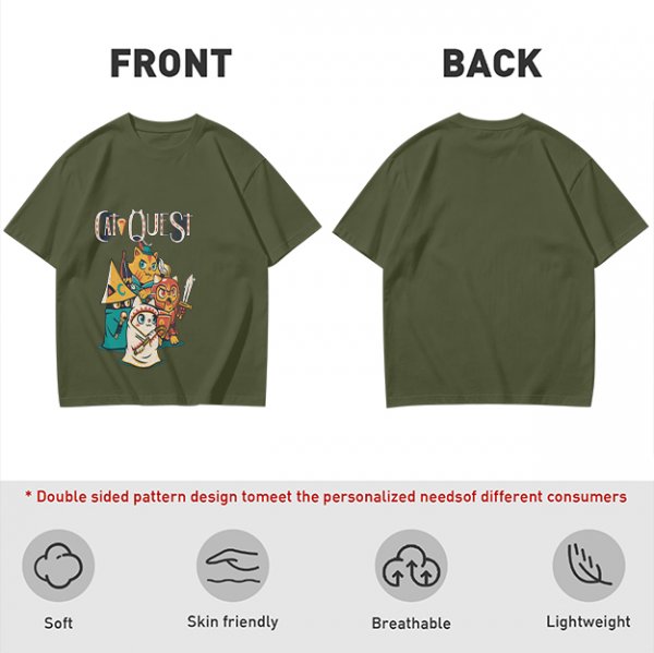 Cat Quest Themed T-Shirt With Fantasy Cat Warrior Characters