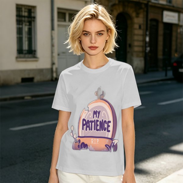 Olive T-Shirt With 'My Patience' Gravestone Graphic Print