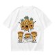 Olive T-Shirt With Angry Pineapple And Pizza Slice Cartoon Print