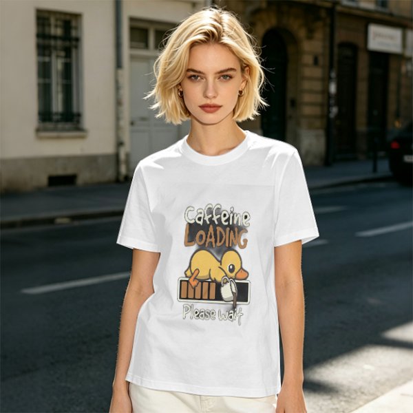 Caffeine Loading Duck Graphic T-Shirt for Coffee Lovers