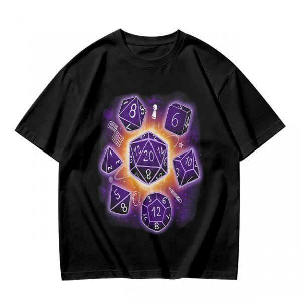 Olive T-Shirt With Glowing Dungeons & Dragons Dice Set Art