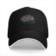 Black baseball cap with retro sunset and dice graphic