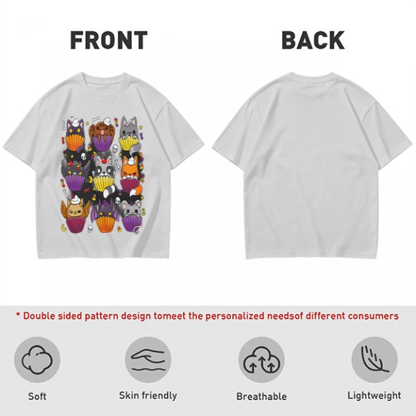 Halloween Animal Cupcake Graphic T-Shirt For Spooky Season