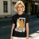 Olive T-Shirt with a Sleeping Cat on a Laptop Print