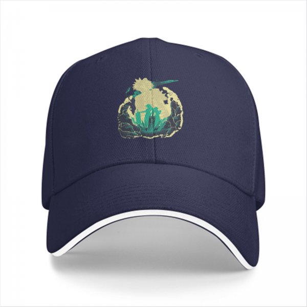 Black Baseball Cap With Anime Character Silhouette Graphic