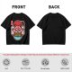 Olive t-shirt with cute kitsune fox eating ramen graphic