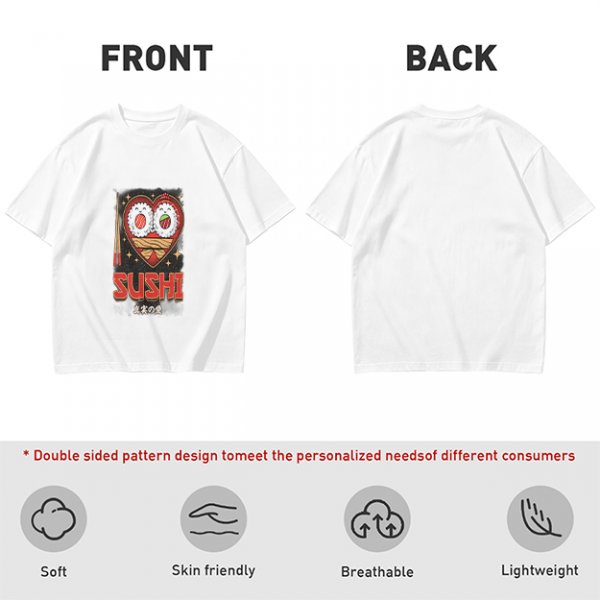 Olive T-Shirt With Cute Sushi Heart Graphic That Says I Love Sushi