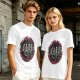 Olive T-shirt with Dancing Skeletons and 'Dance Your Problems Away' Text