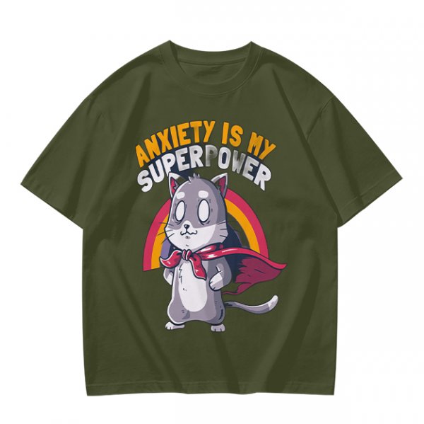 Anxiety Is My Superpower Cat Graphic T-Shirt