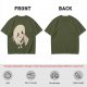 Olive T-Shirt With Cute Angry Ghost Holding Axe Graphic