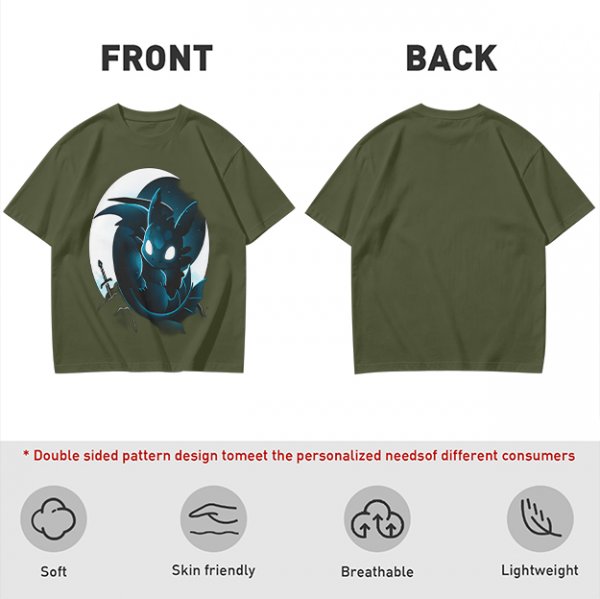 Olive T-Shirt With Glowing Dark Dragon Moon Print