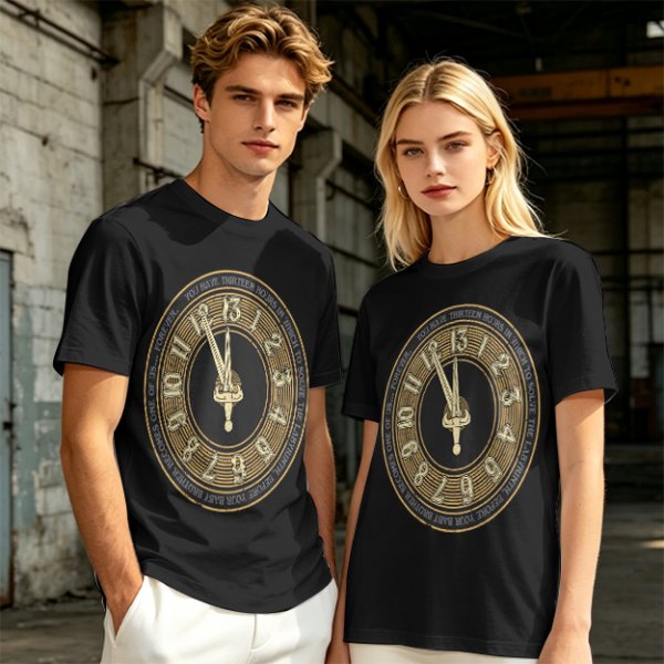 Olive T-Shirt With Thirteen Hour Clock Design