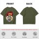 Olive T-Shirt with Retro Anime Lion Character Graphic