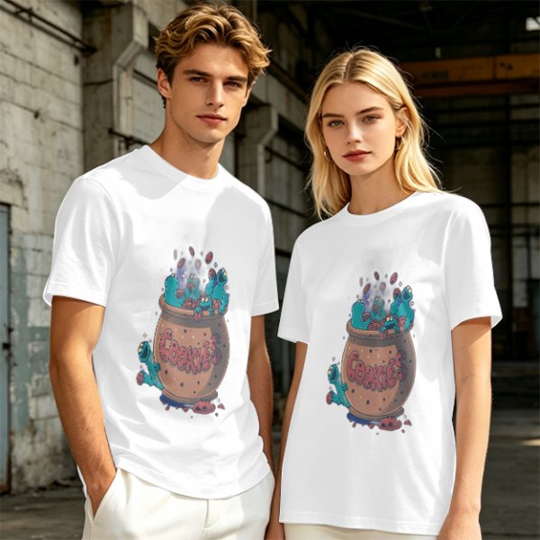 Olive T-Shirt With Cookie Monster Cookie Jar Graphic