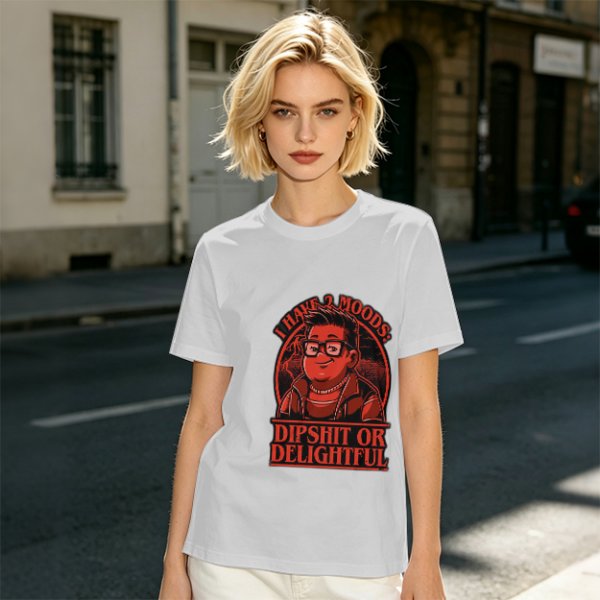 Olive Graphic T-Shirt With 'I Have 2 Moods: Dipshit Or Delightful' Print