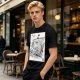 Olive T-shirt with Straw Hat Pirate Ship Art Print