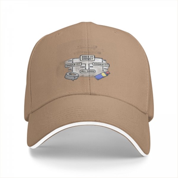 Funny Baseball Cap With Meme Flowchart Design Featuring Tape And Duct Tape