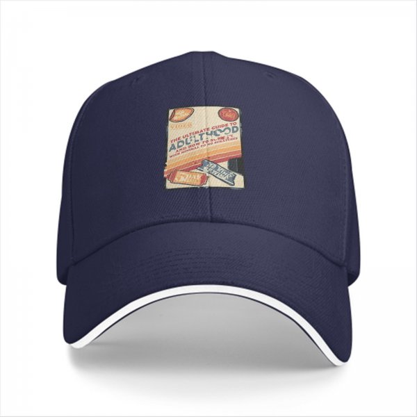 Black Baseball Cap With Retro Adulthood Guide Print