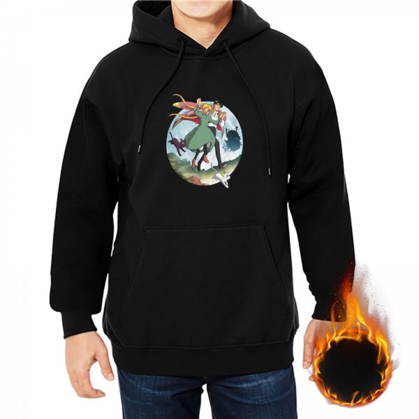 Black hoodie with anime fantasy character graphic print