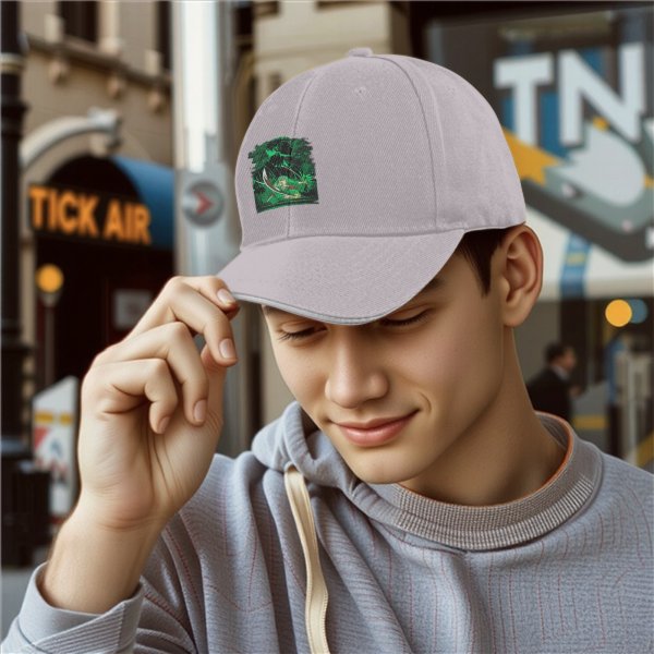 Black Baseball Cap With Anime Swordsman Green Graphic Print