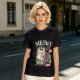 Olive T-Shirt with Punk Rock Cat Singing Microphone Graphic