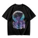 Anime character silhouette graphic tee with stylized purple and blue art
